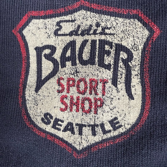 Vintage Eddie BauerMens XXL Faded Spell Out Heavyweight Long Sleeve Rugby Polo - Picture 2 of 7